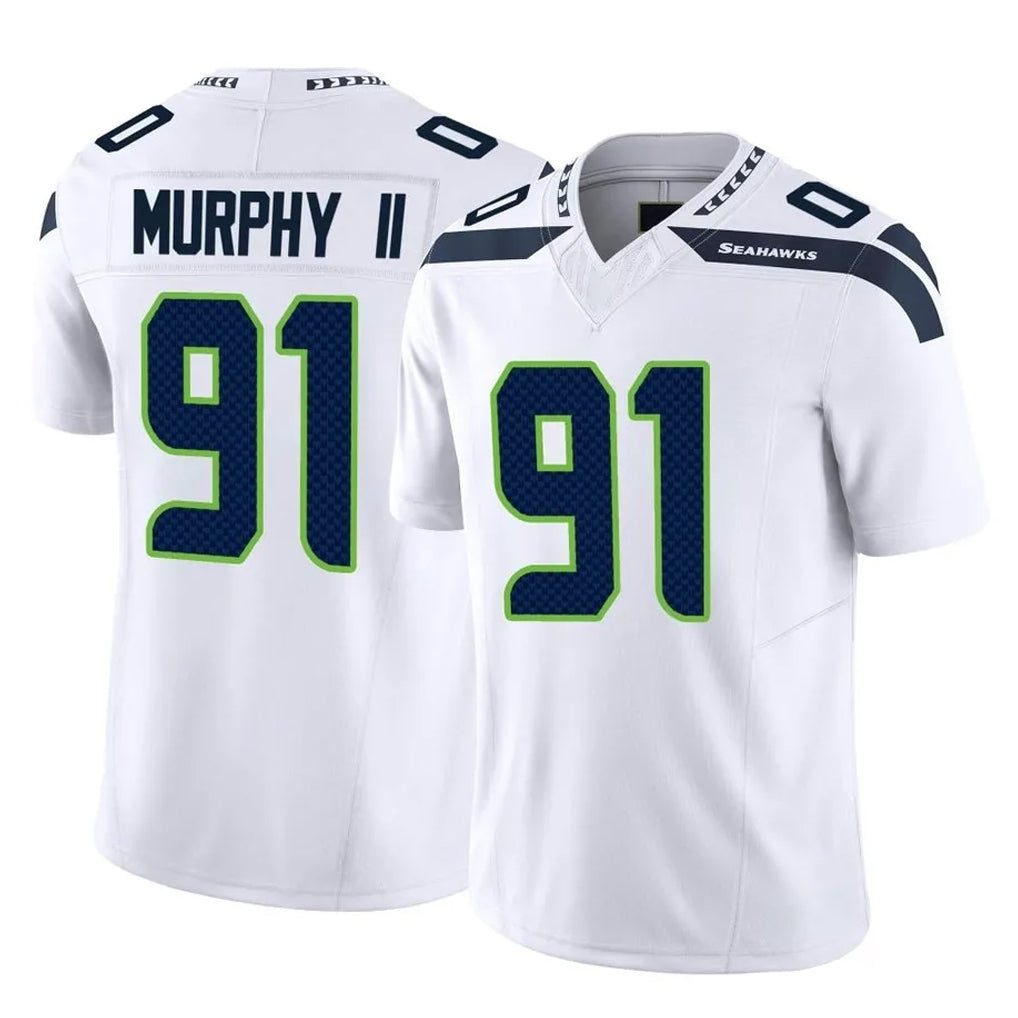 S.Seahawks #91 Byron Murphy II Player White Limited Vapor F.U.S.E. Home Game Gdoa Stitched Jerseys