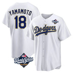 LA.Dodgers #18 Yoshinobu Yamamoto Player Gold White World Series 2026 Collection Stadium Game Fdoa Stitched Jerseys