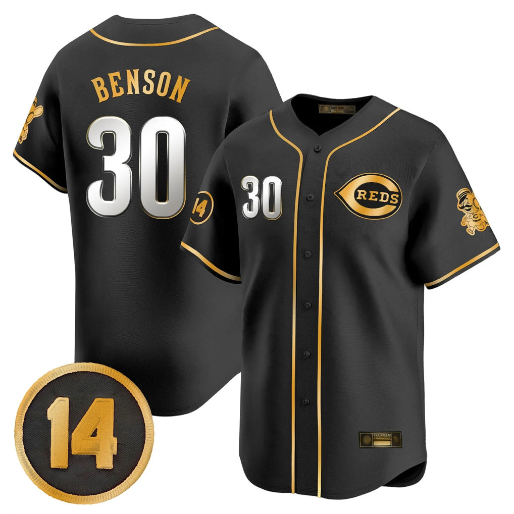 C.Reds #30 Ken Griffey Player Black-Gold Vapor Premier Limited Home Gdoa Stitched Jerseys