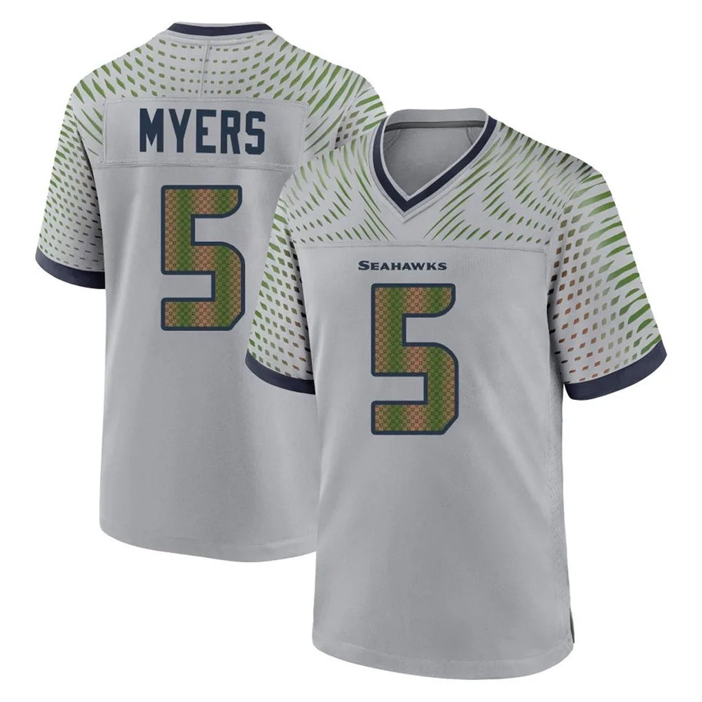 S.Seahawks #5 Jason Myers Player Grey 2025 Rivalries Collection Home Game Gdoa Stitched Jerseys