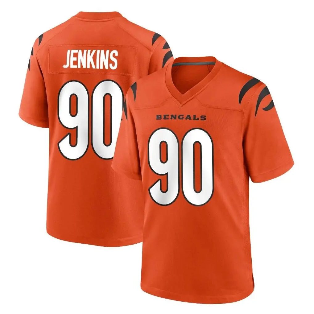 C.Bengals #90 Kris Jenkins Jr Player Orange Home Game Gdoa Stitched Jerseys