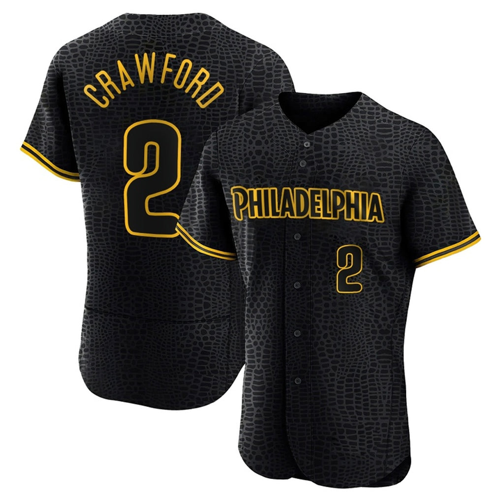 P.Phillies #2 Justin Crawford Player Black Snake Skin City Home Limited Elite Fdoa Stitched Jerseys