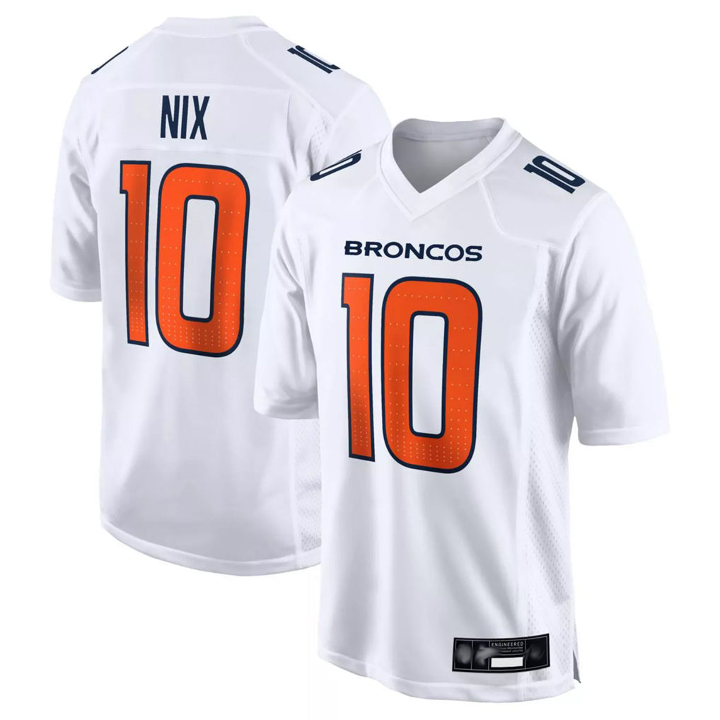 D.Broncos #10 Bo Nix Player White Fashion Limited Game Gdoa Stitched Jerseys