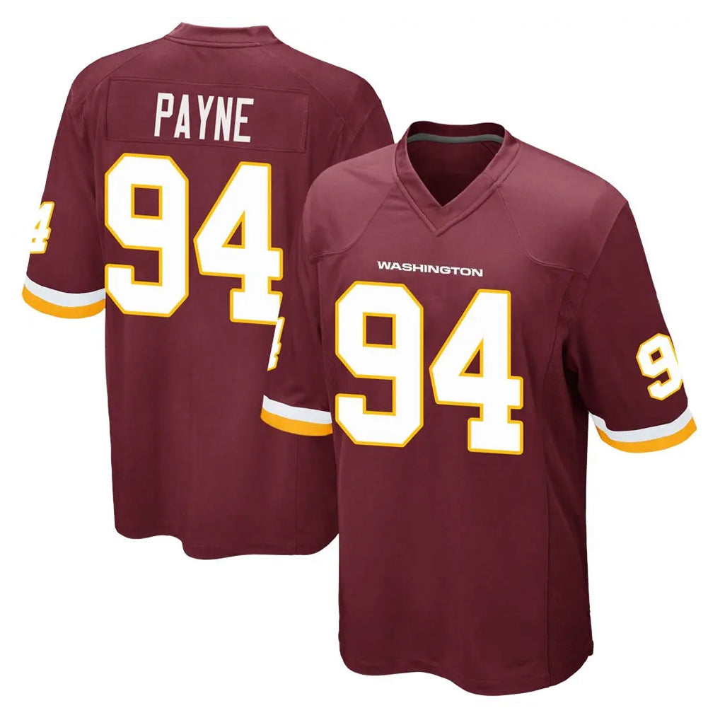 W.Commanders #94 Daron Payne Player Burgundy Team Color Home Game Gdoa Stitched Jerseys
