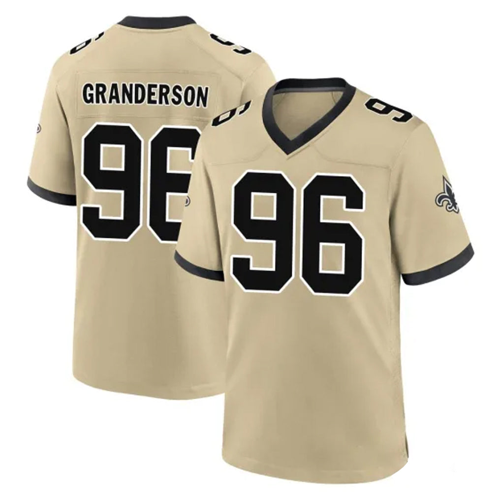 NO.Saints #96 Carl Granderson Player Gold Home Game Gdoa Stitched Jerseys