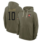 C.Browns #10 Quinshon Judkins Player Olive Salute to Service Pullover Hoodies Limited Gdoa Stitched Jerseys