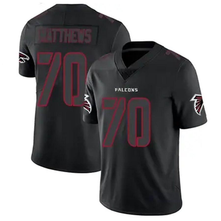 A.Falcons #70 Jake Matthews Player Black Limited Elite Game Gdoa Stitched Jerseys