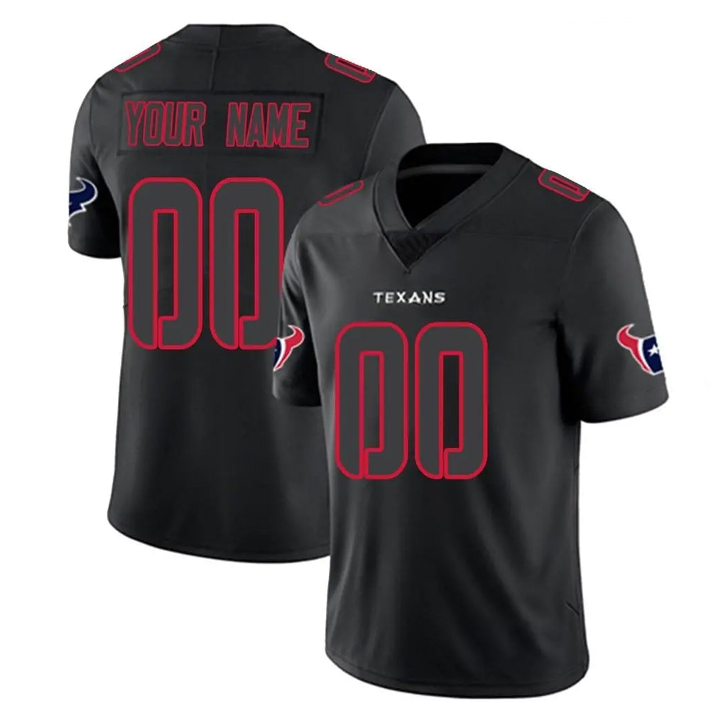Custom H.Texans Black Impact Limited Game Any Name & Numbers Gdoa Stitched Jerseys