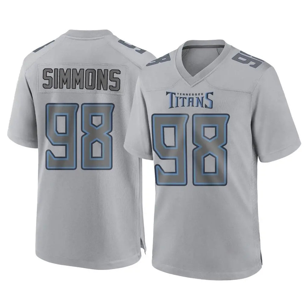 T.Titans #98 Jeffery Simmons Player Gray Atmosphere Fashion Home Game Gdoa Stitched Jerseys