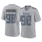 T.Titans #98 Jeffery Simmons Player Gray Atmosphere Fashion Home Game Gdoa Stitched Jerseys