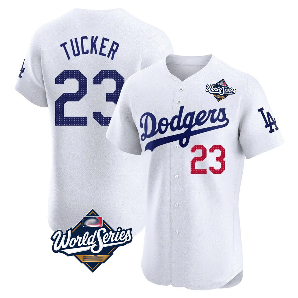 LA.Dodgers #23 Kyle Tucker Player White World Series Limited Elite Home Fdoa Stitched Jerseys