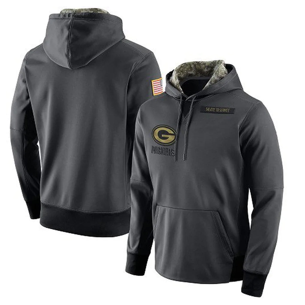 GB.Packers ## Packers Blank Player Anthracite Salute to Service Performance Hoodie Limited Game Gdoa Stitched Jerseys