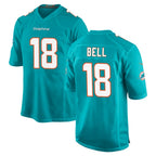 M.Dolphins #18 Chris Bell Player Aqua Home Game Gdoa Stitched Jerseys