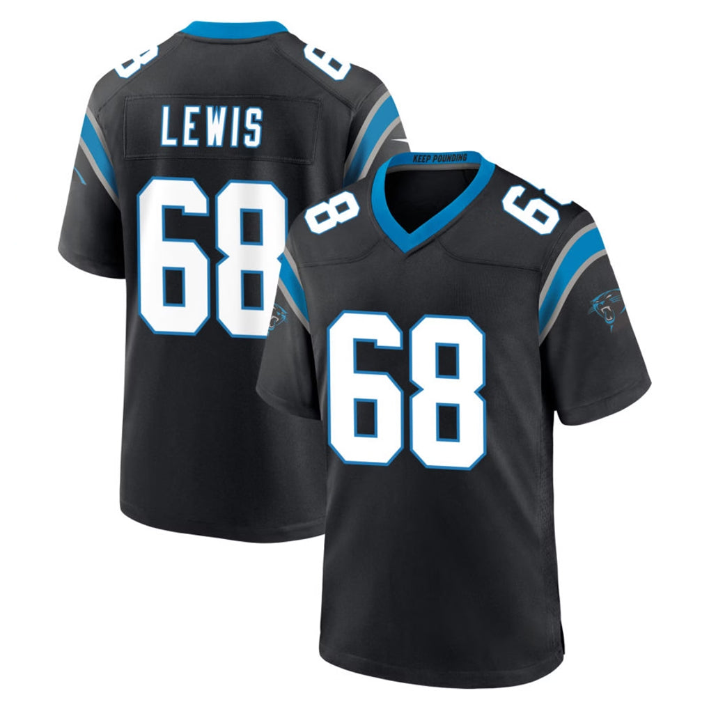 C.Panthers #68 Damien Lewis Player Black Limited Home Game Gdoa Stitched Jerseys