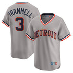 D.Tigers #3 Alan Trammell Player Gray Cooperstown T-shirt Home Game Gdoa Stitched Jerseys