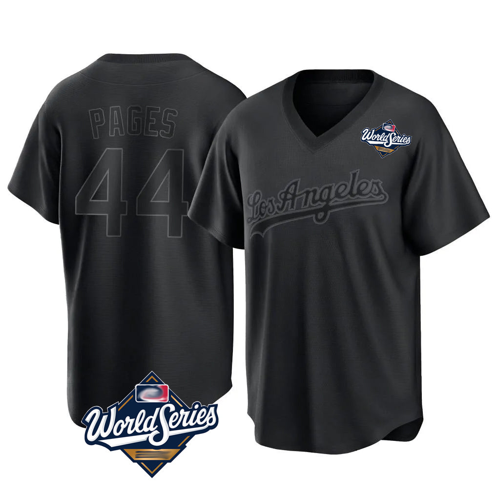 LA.Dodgers #44 Andy Pages Player Black World Series Pitch Fashion T-shirt Fdoa Stitched Jerseys