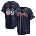 Custom A.Braves Navy USA 250 Fourth of July Limited Home Game Any Name & Number Gdoa Stitched Jerseys