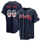 Custom A.Braves Navy USA 250 Fourth of July Limited Home Game Any Name & Number Gdoa Stitched Jerseys