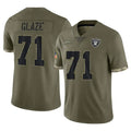 LV.Raiders #71 DJ Glaze Player Olive Salute To Service Limited Gdoa Stitched Jerseys