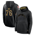 LA.Chargers #76 Joe Alt Player Black Salute to Service Hoodies Limited Game Gdoa Stitched Jerseys
