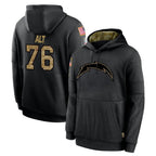 LA.Chargers #76 Joe Alt Player Black Salute to Service Hoodies Limited Game Gdoa Stitched Jerseys