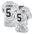 LV.Raiders #5 Eric Stokes Player Arctic Camo Salute To Service Limited Game Gdoa Stitched Jerseys