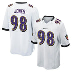 B.Ravens #98 Travis Jones Player White Home Game Gdoa Stitched Jerseys