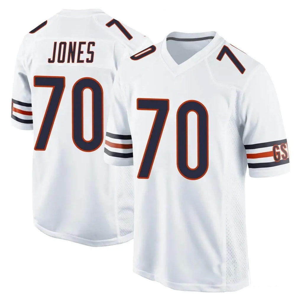 C.Bears #70 Braxton Jones Player White Home Game Gdoa Stitched Jerseys