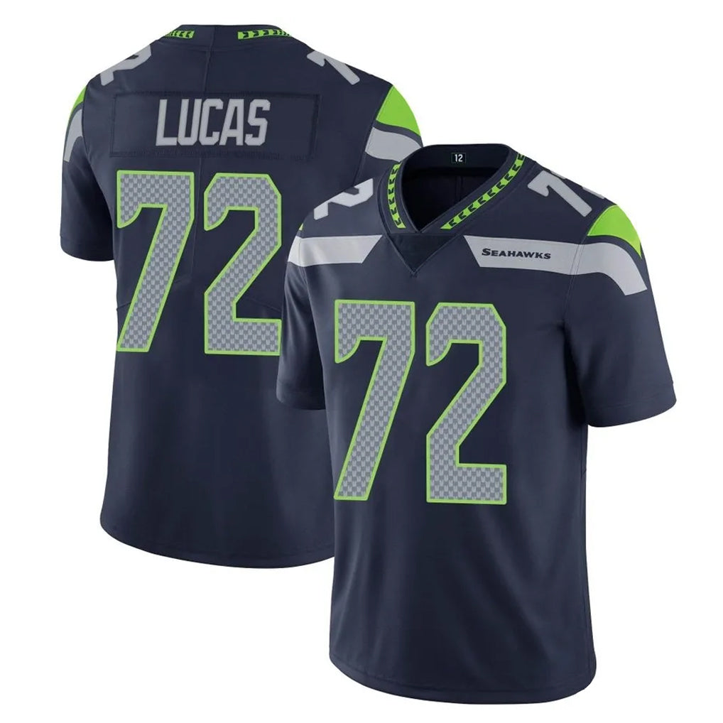 S.Seahawks #72 Abraham Lucas Player Navy Limited Vapor Untouchable Home Game Gdoa Stitched Jerseys