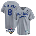 LA.Dodgers #8 Enrique Hern¨¢ndez Player Gray World Series Game Limited Home Fdoa Stitched Jerseys