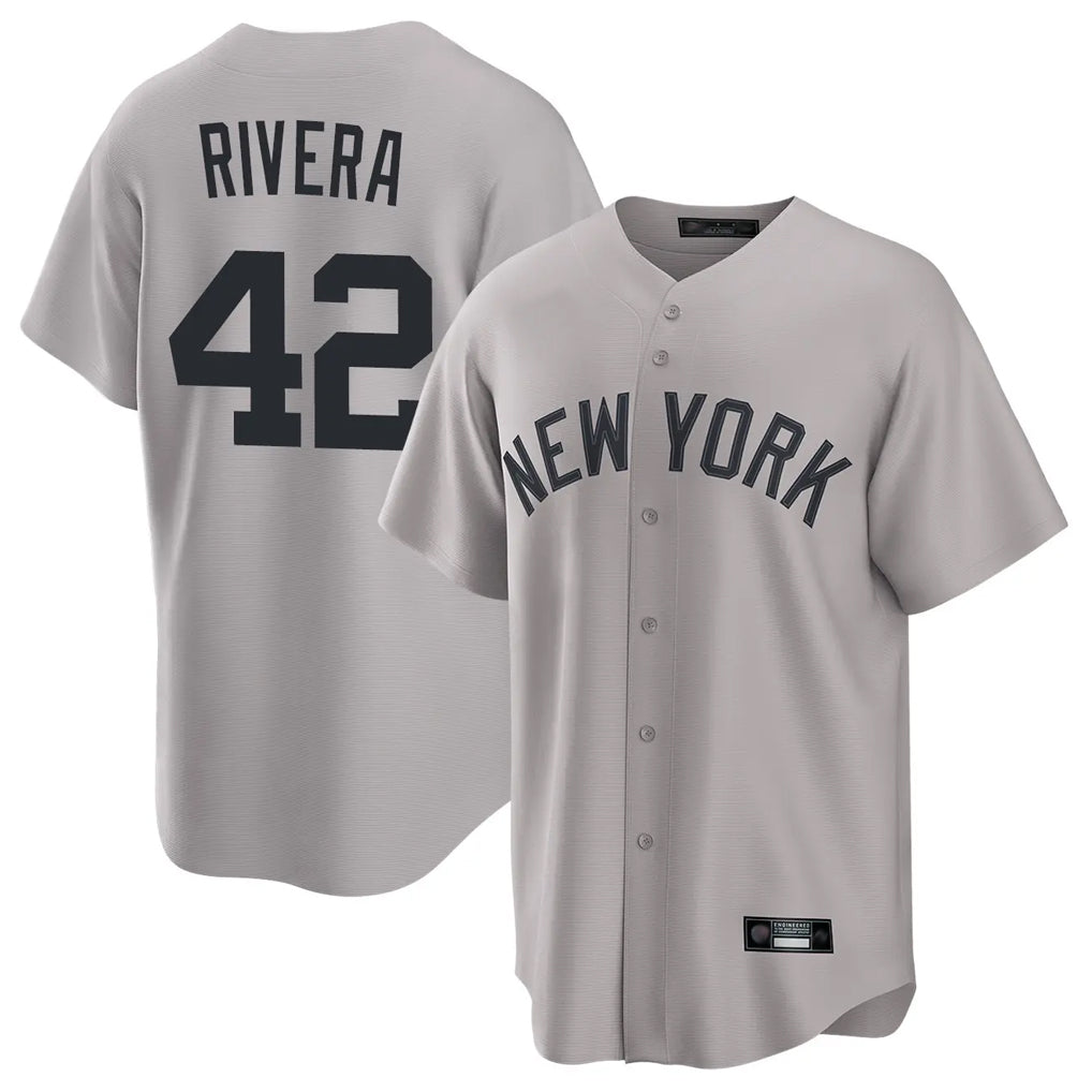 NY.Yankees #42 Mariano Rivera Player Gray Game Home Fdoa Stitched Jerseys