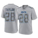 IN.Colts #28 Jonathan Taylor Player Gray Atmosphere Fashion Home Game Gdoa Stitched Jerseys