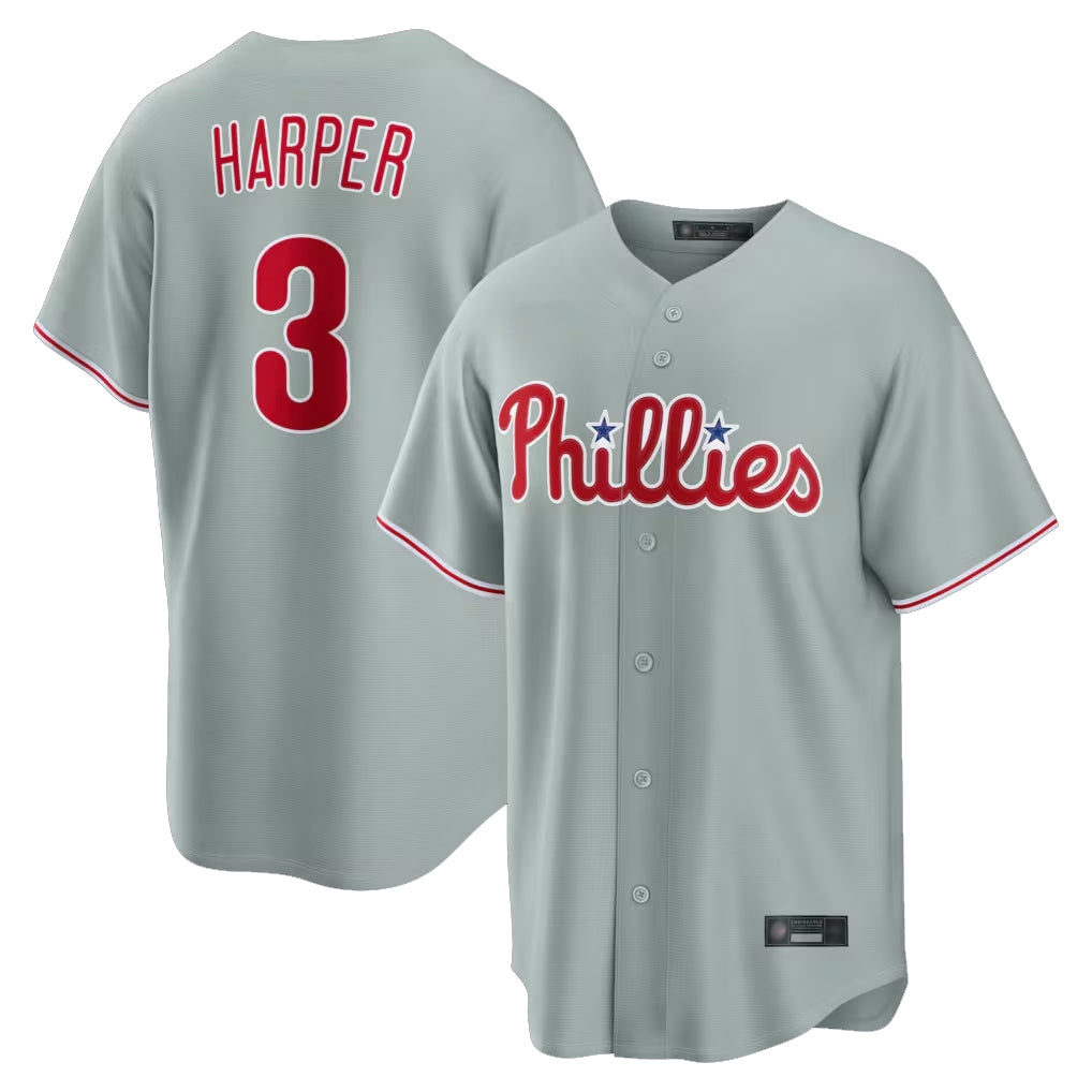 P.Phillies #3 Bryce Harper Player Gray Home Game Fdoa Stitched Jerseys