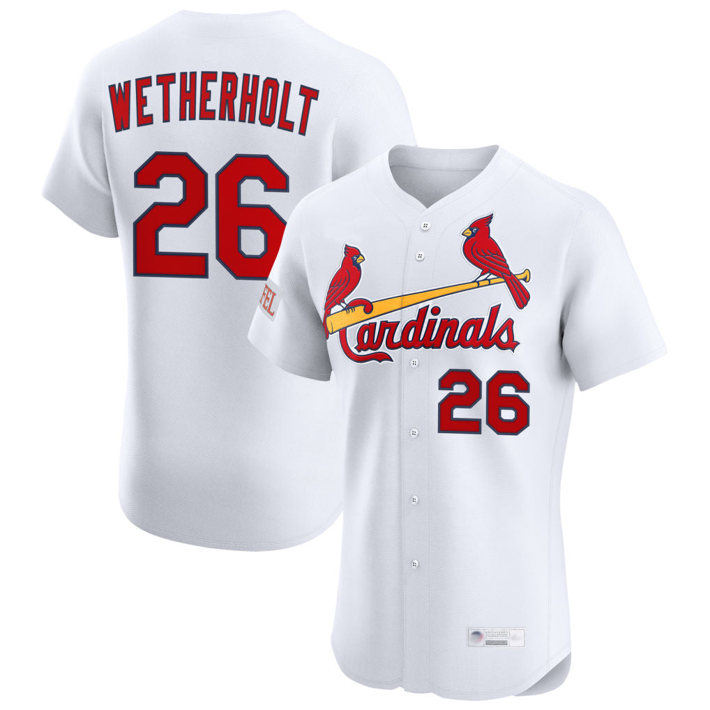 St. Louis Cardinals #26 JJ Wetherholt Player White Home Limited Elite Fdoa Stitched Jerseys