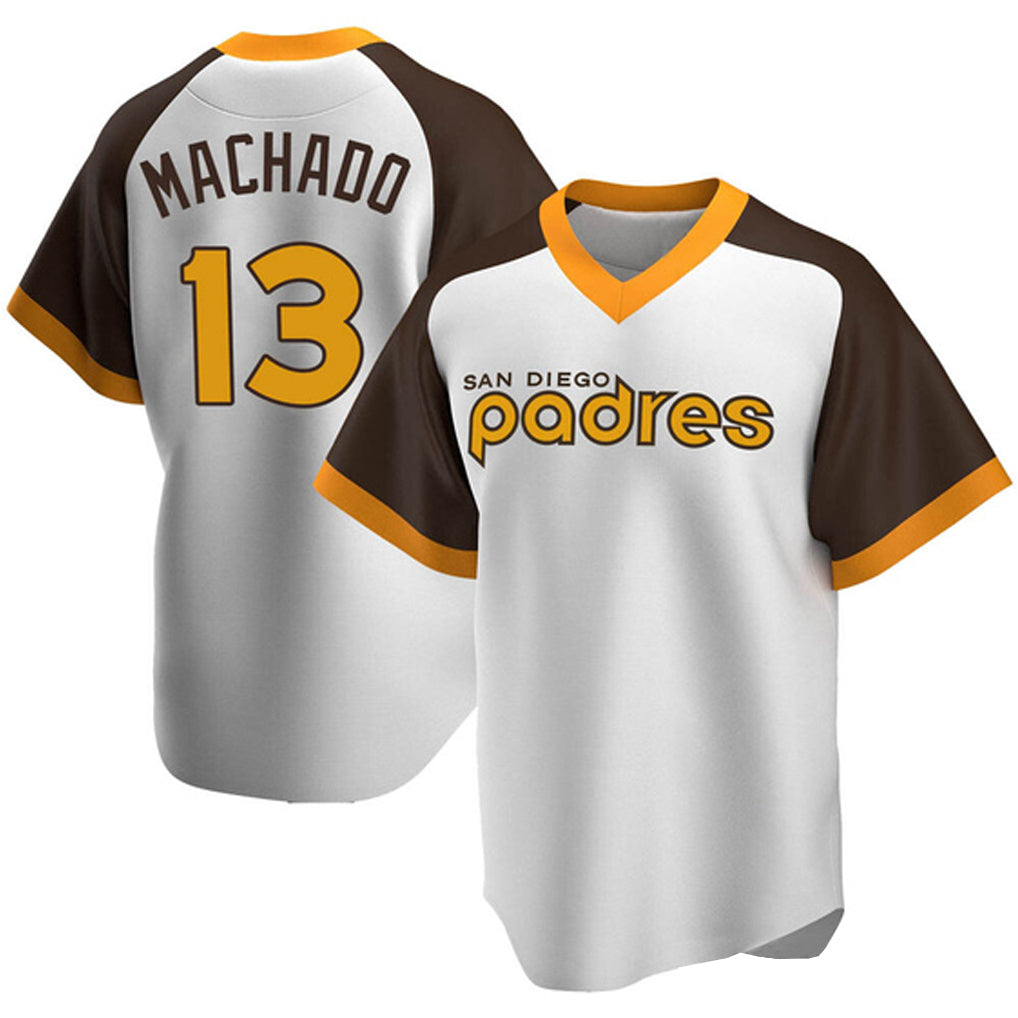 S.Diego Padres #13 Manny Machado Player White Home Cooperstown Collection Replica Game Fdoa Stitched Jerseys