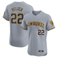M.Brewers #22 Christian Yelich Player Gray Home Limited Elite Fdoa Stitched Jerseys