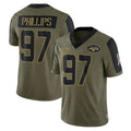 NY.Jets #97 Harrison Phillips Player Olive Salute To Service Limited Game Gdoa Stitched Jerseys