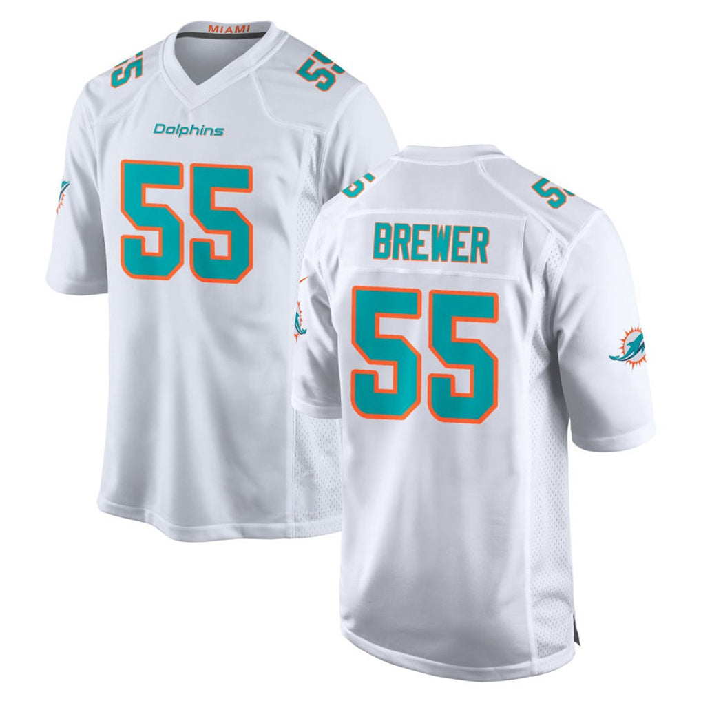 M.Dolphins #55 Aaron Brewer Player White Limited Home Game Gdoa Stitched Jerseys