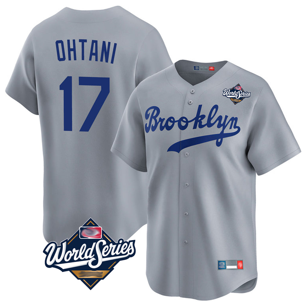 LA.Dodgers #17 Shohei Ohtani Player Gray World Series Game Limited Home Fdoa Stitched Jerseys