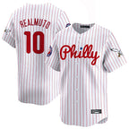 P.Phillies #10 J.T. Realmuto Player White Pinstripe Phillies & Eagles Vapor Premier Limited Fdoa Stitched Jerseys