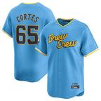 M.Brewers #65 Nestor Cortes Player Light Blue City Connect Home Limited Fdoa Stitched Jerseys