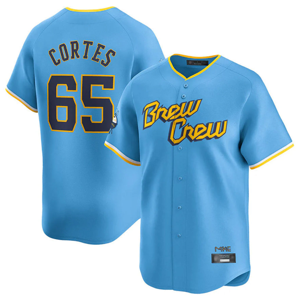 M.Brewers #65 Nestor Cortes Player Light Blue City Connect Home Limited Fdoa Stitched Jerseys