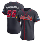 A.Braves #56 Spencer Schwellenbach Player Navy 2025 Speedway Classic Limited Elite Home Game Gdoa Stitched Jerseys