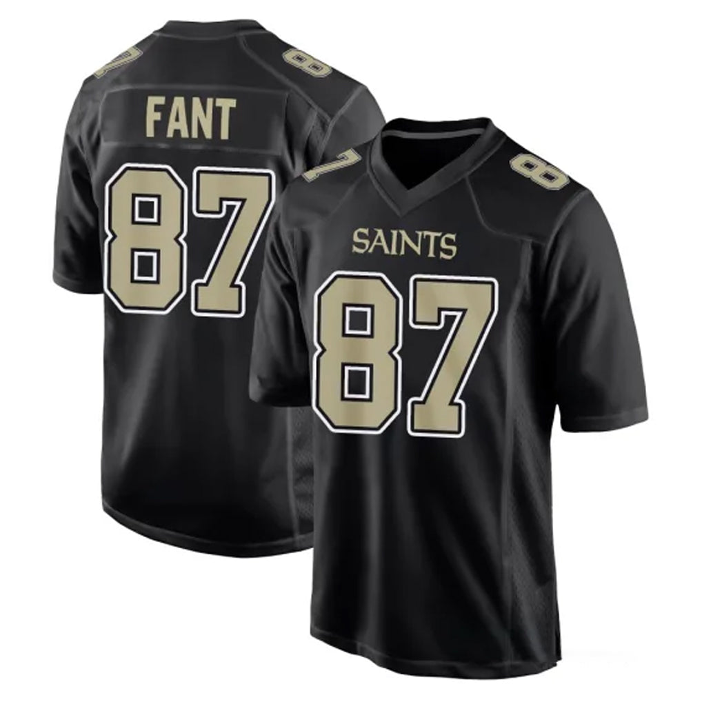 NO.Saints #87 Noah Fant Player Black Carbon Fashion Home Game Gdoa Stitched Jerseys