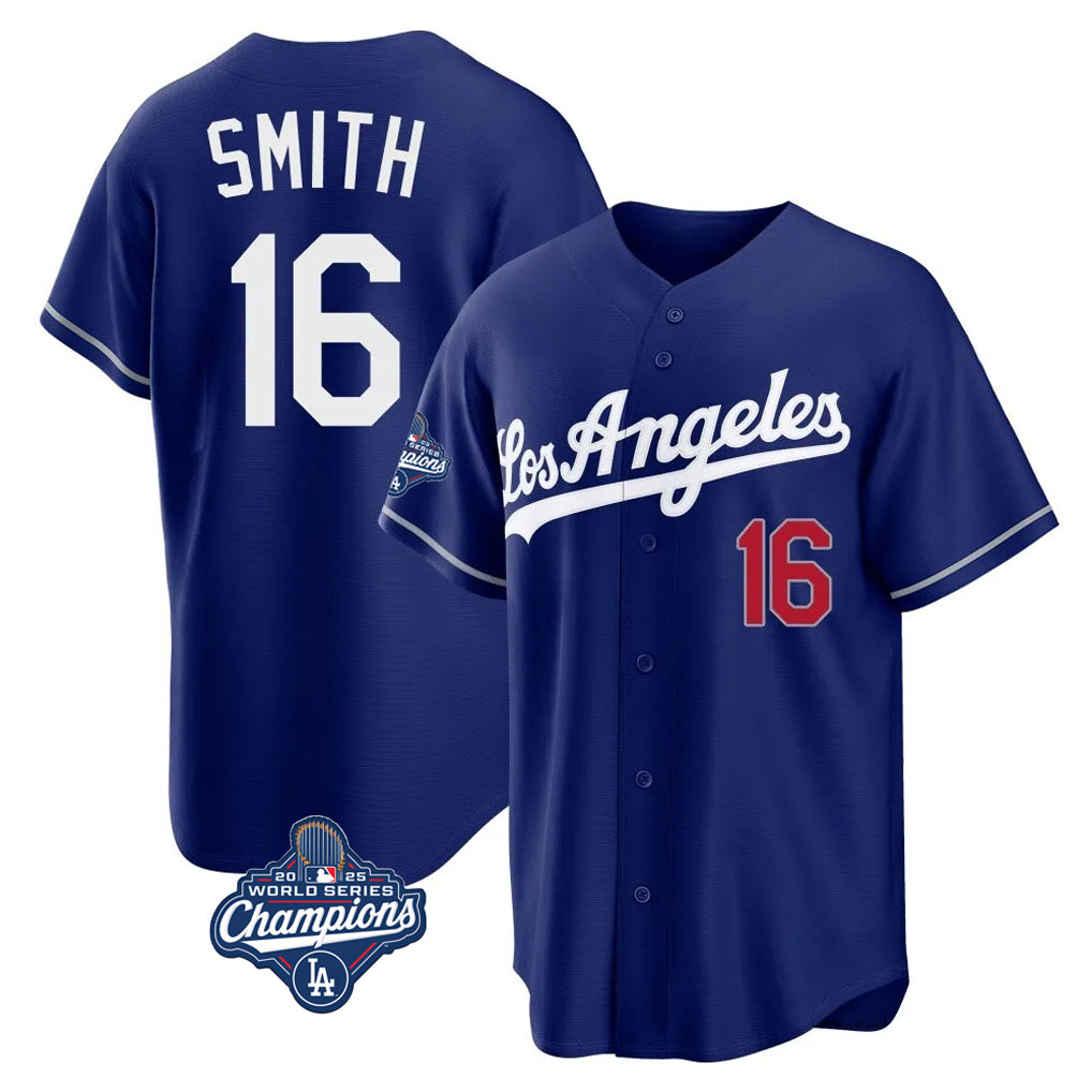 LA.Dodgers #16 Will Smith Player Royal World Series Meet Game Home Fdoa Stitched Jerseys