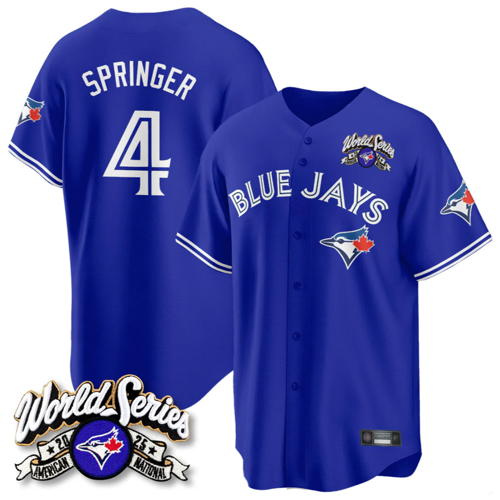 T.Blue Jays #4 George Springer Player Royal 2025 American League All Fdoa Stitched Jersey
