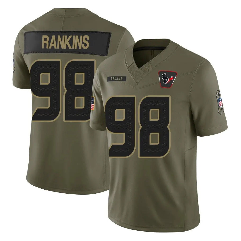 H.Texans #98 Sheldon Rankins Player Olive 2025 Salute To Service Limited Game Gdoa Stitched Jerseys