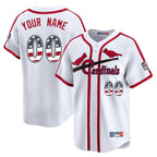 Custom St. Louis Cardinals White Cooperstown Collection USA 250 Fourth of July Limited Home Game Any Name & Number Gdoa Stitched Jerseys