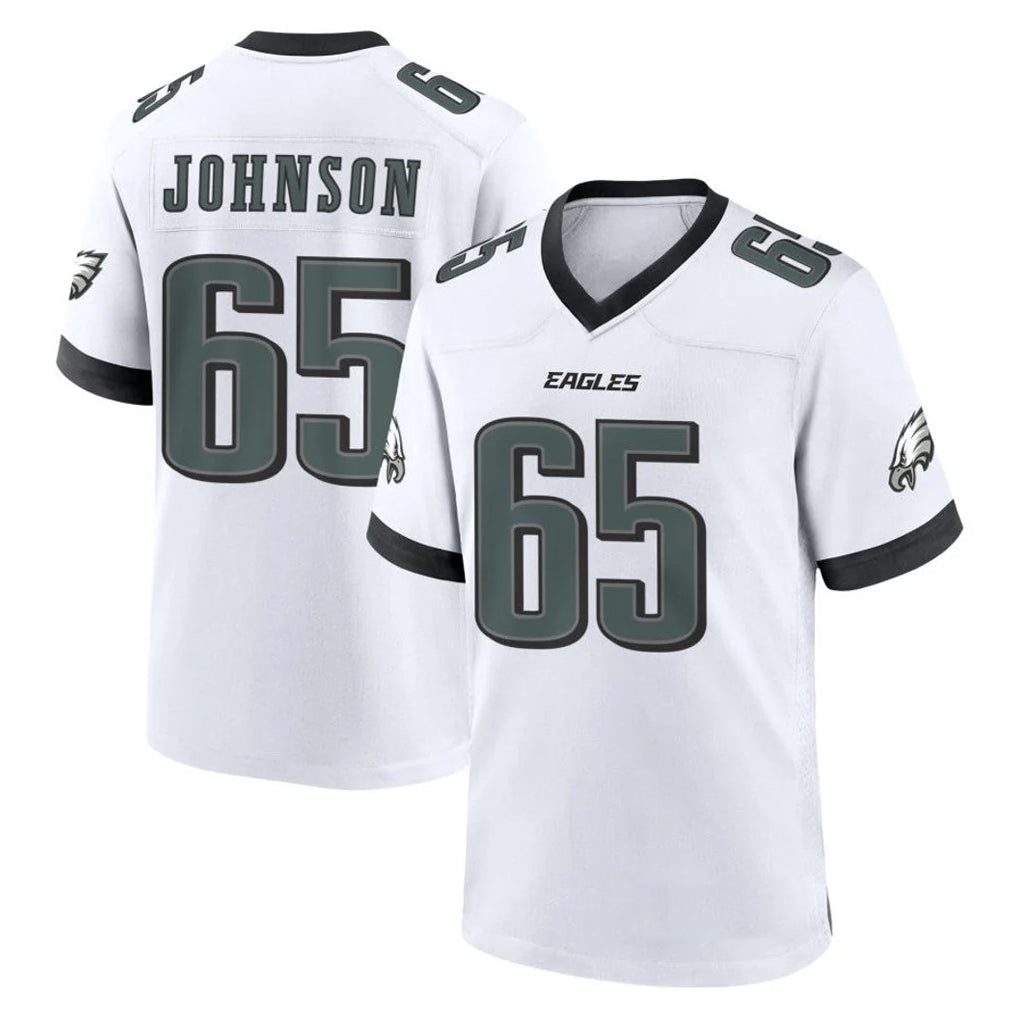 P.Eagles #65 Lane Johnson Player White Game Home Gdoa Stitched Jerseys