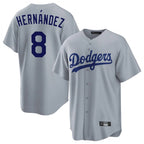 LA.Dodgers #8 Enrique Hern¨¢ndez Player Gray Game Fdoa Stitched Jerseys